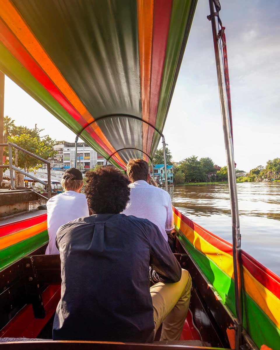 A longboat on the chao phraya river in Bangkok Thailand