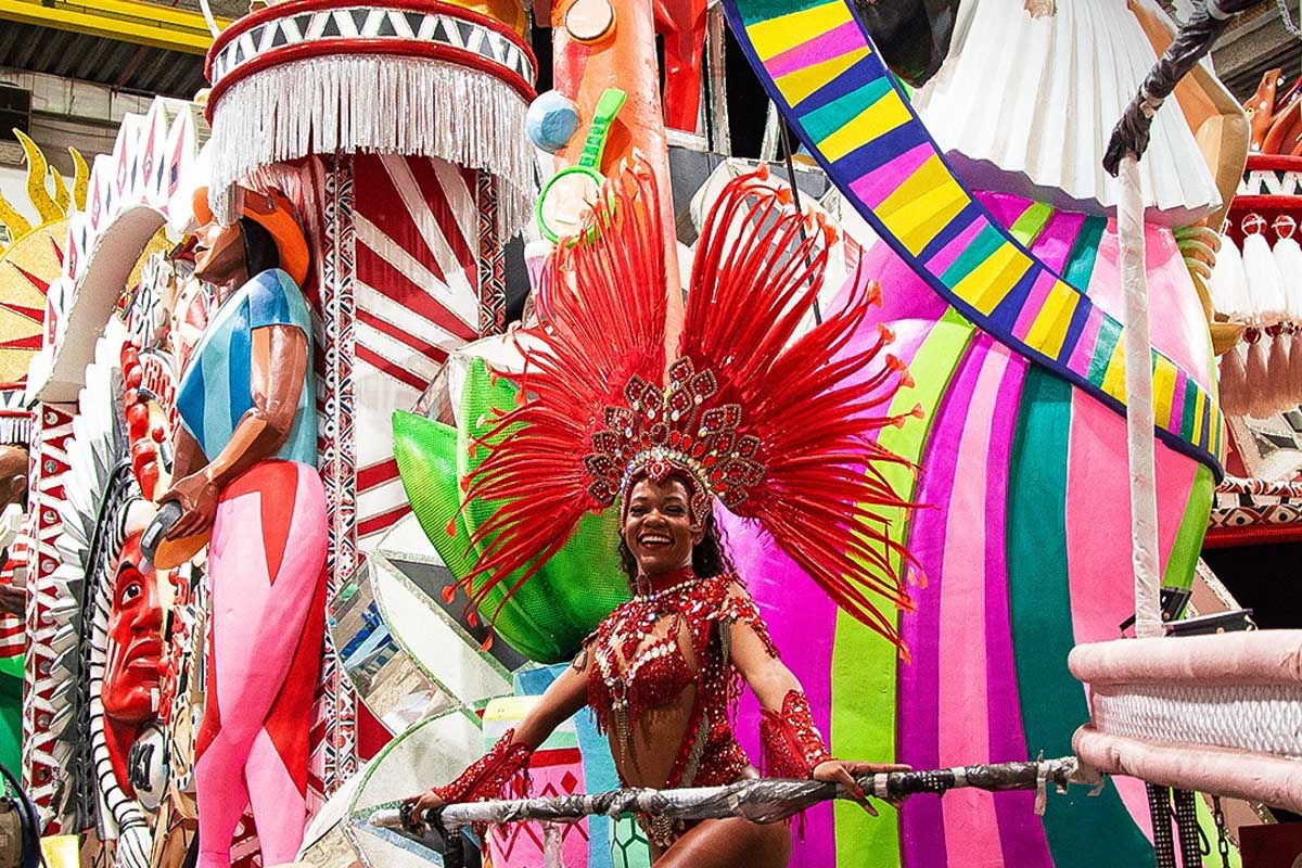 A woman backstage in Rio Brazil Carnaval Experience