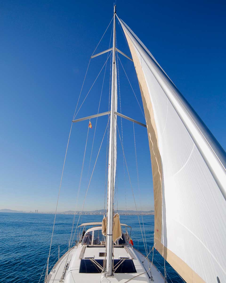Sea Barcelona sailboat in the water near Barcelona Spain