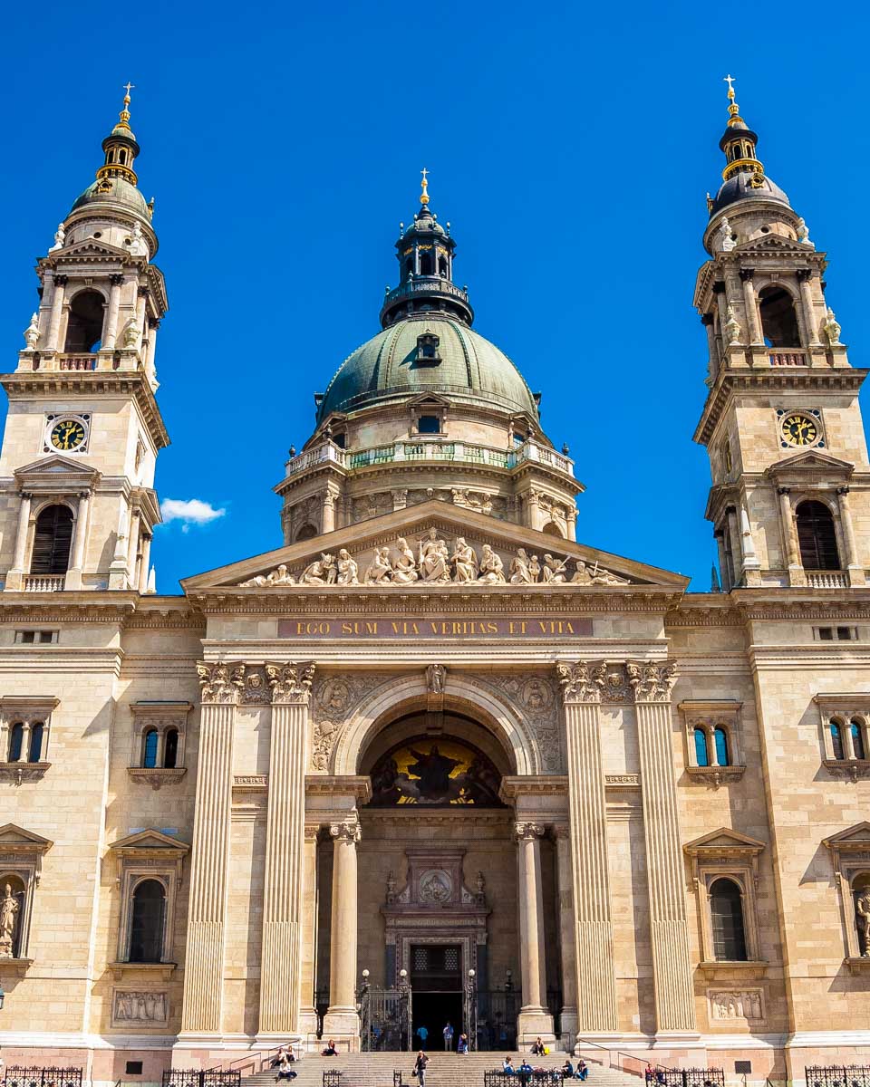 St. Stephen's Basilica close up in Budapest Hungary