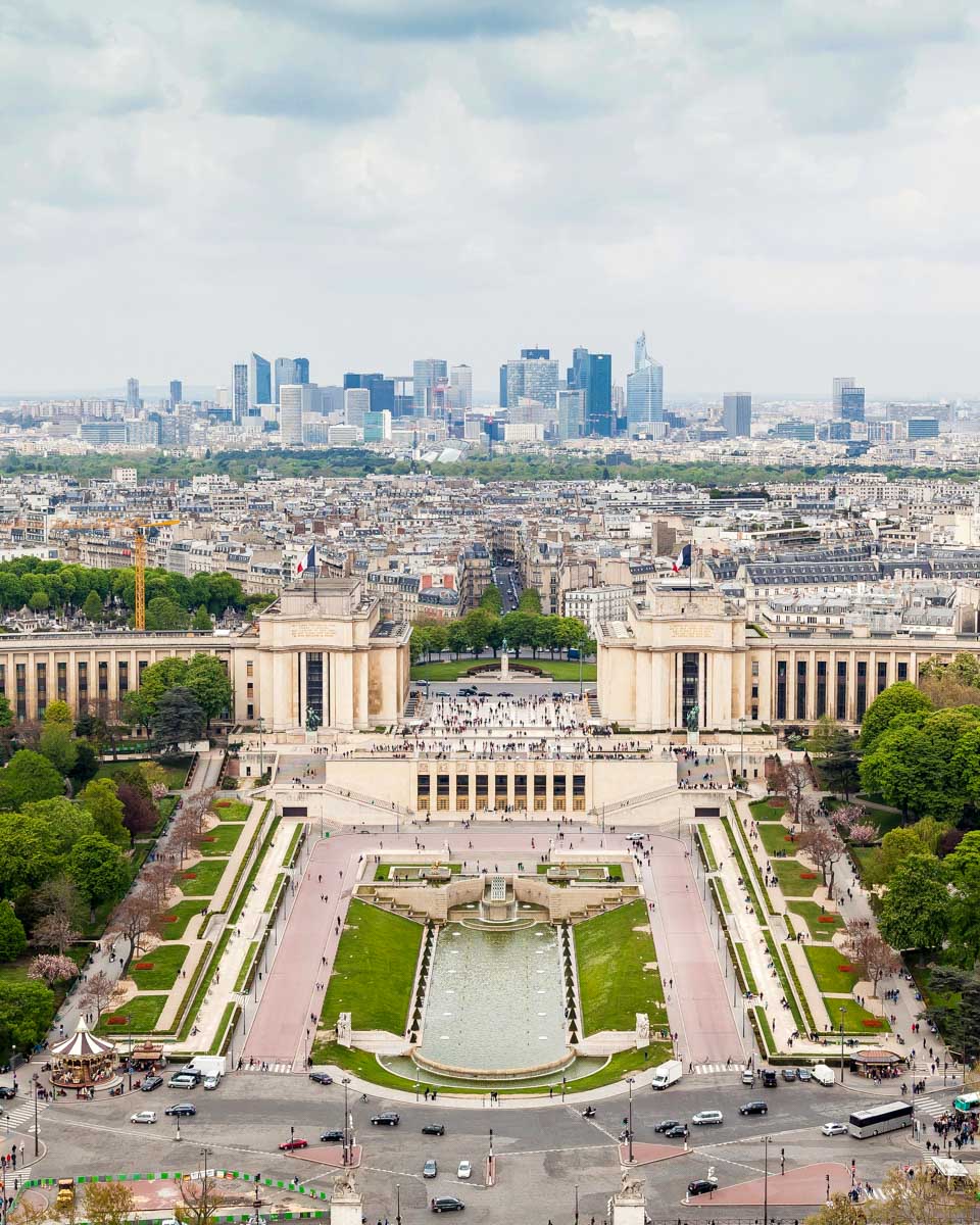 The view of Paris France from the top of the Eiffel Tower
