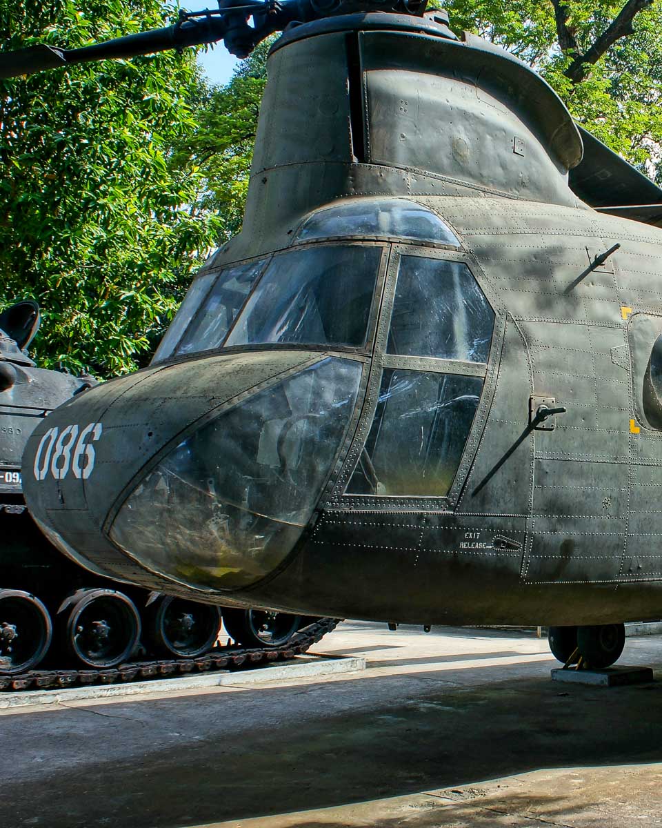 A helicopter at the war remnants museum in Saigon Ho Chi Minh Vietnam