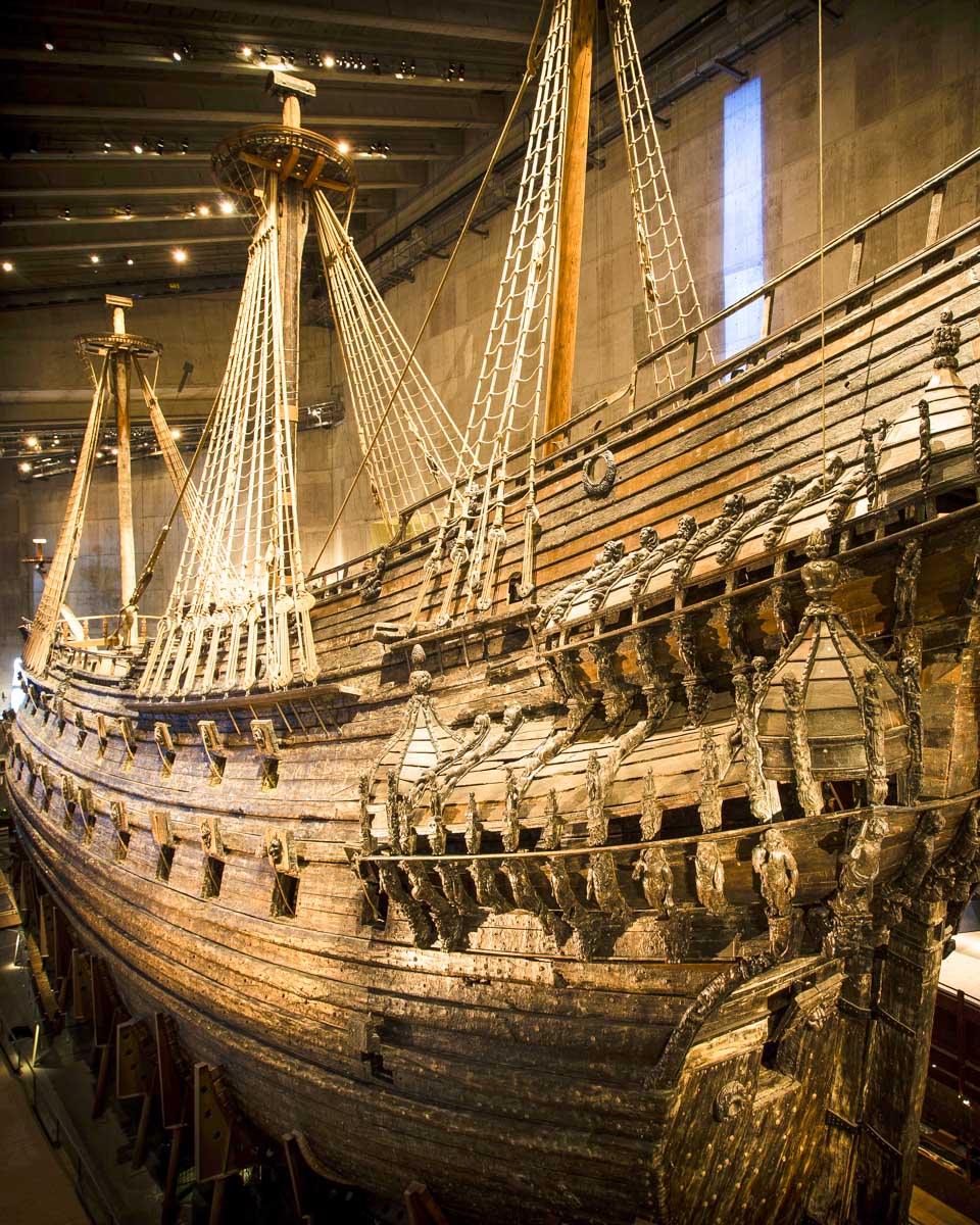 An old ship at the Vasa Museum in Stockholm Sweden