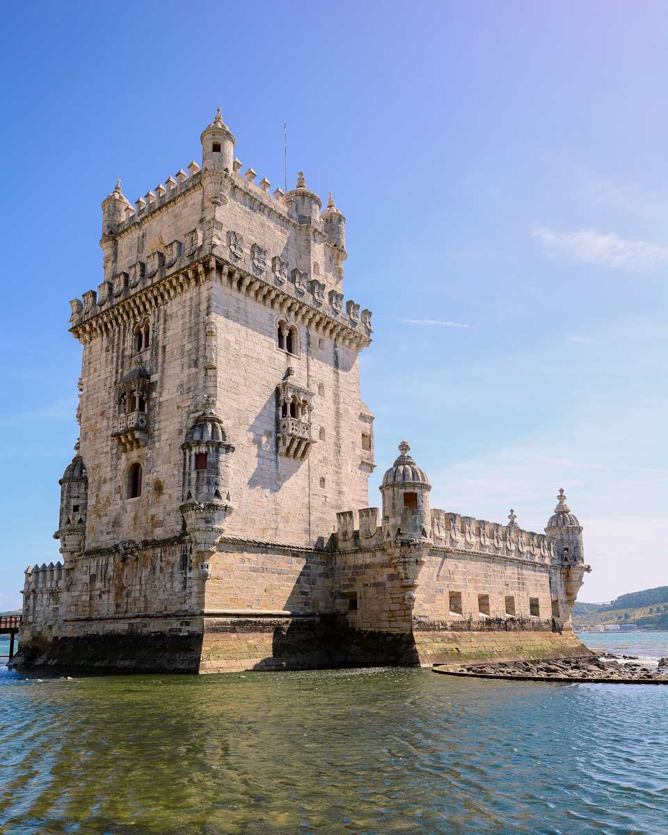 Belém Tower from the water near Lisbon Portugal
