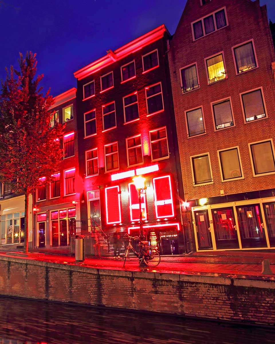 Building in the red light district in Amsterdam Netherlands