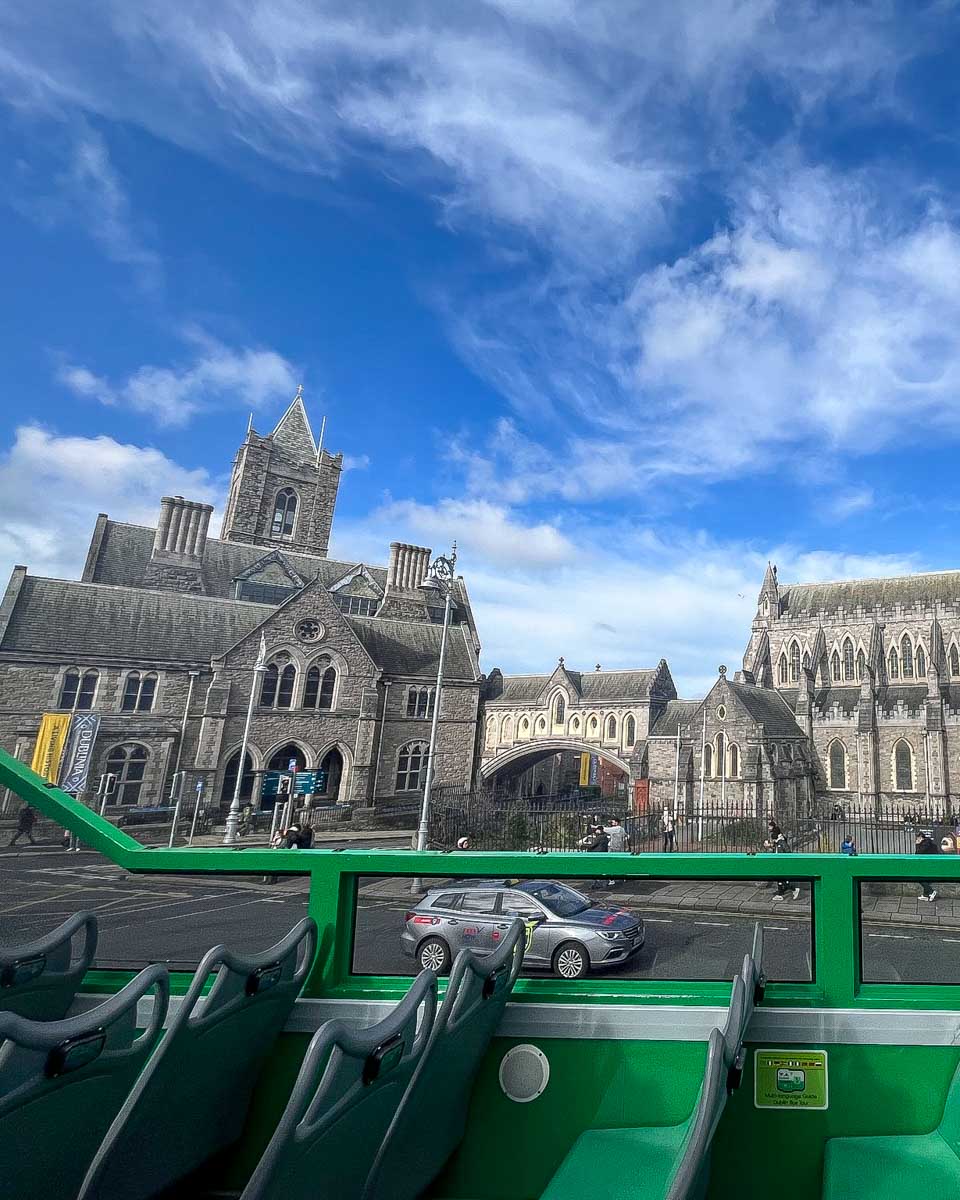 DoDublin Tours top of the bus on a hop on hop off tour in Dublin Ireland