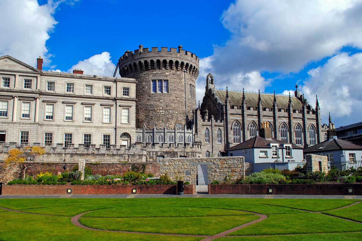 Dublin Castle seen on a sunny day in Dublin Ireland