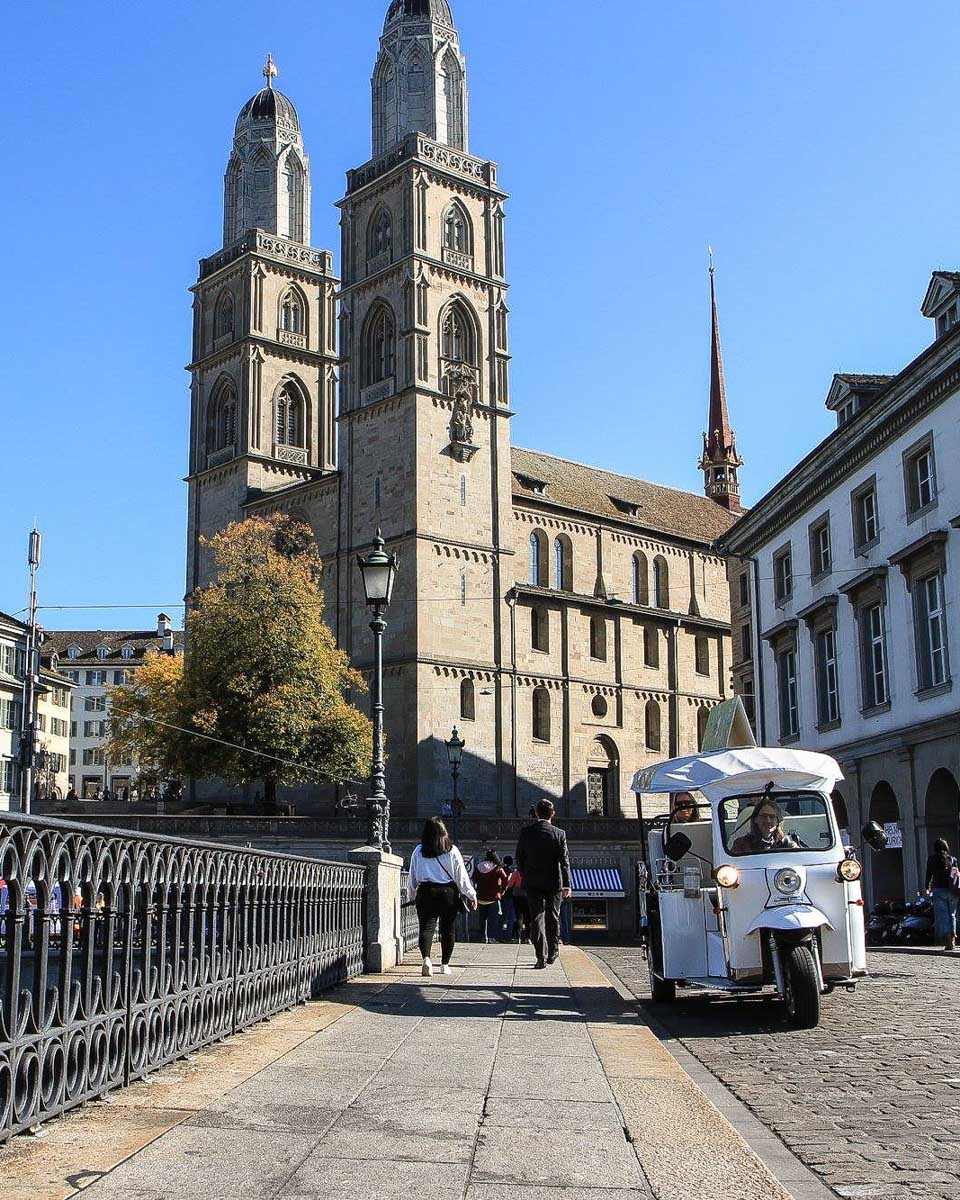 ETukTuk Zürich tuk tuk on a tour in Zurich Switzerland
