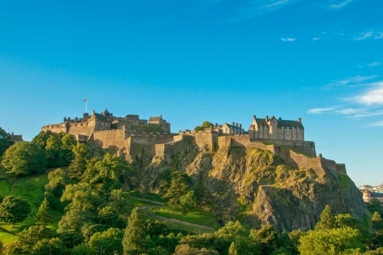 Edinburgh castle on a clear sunny day in Scotland