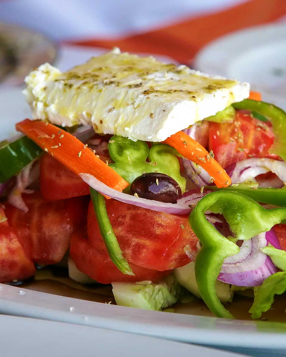 Greek salad Greek food on food tour in Athens Greece