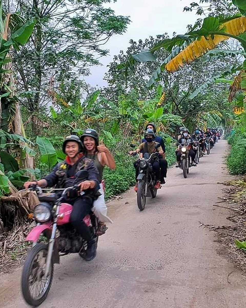 Hanoi Backstreet Tours motorbike tour through the countryside near Hanoi Vietnam