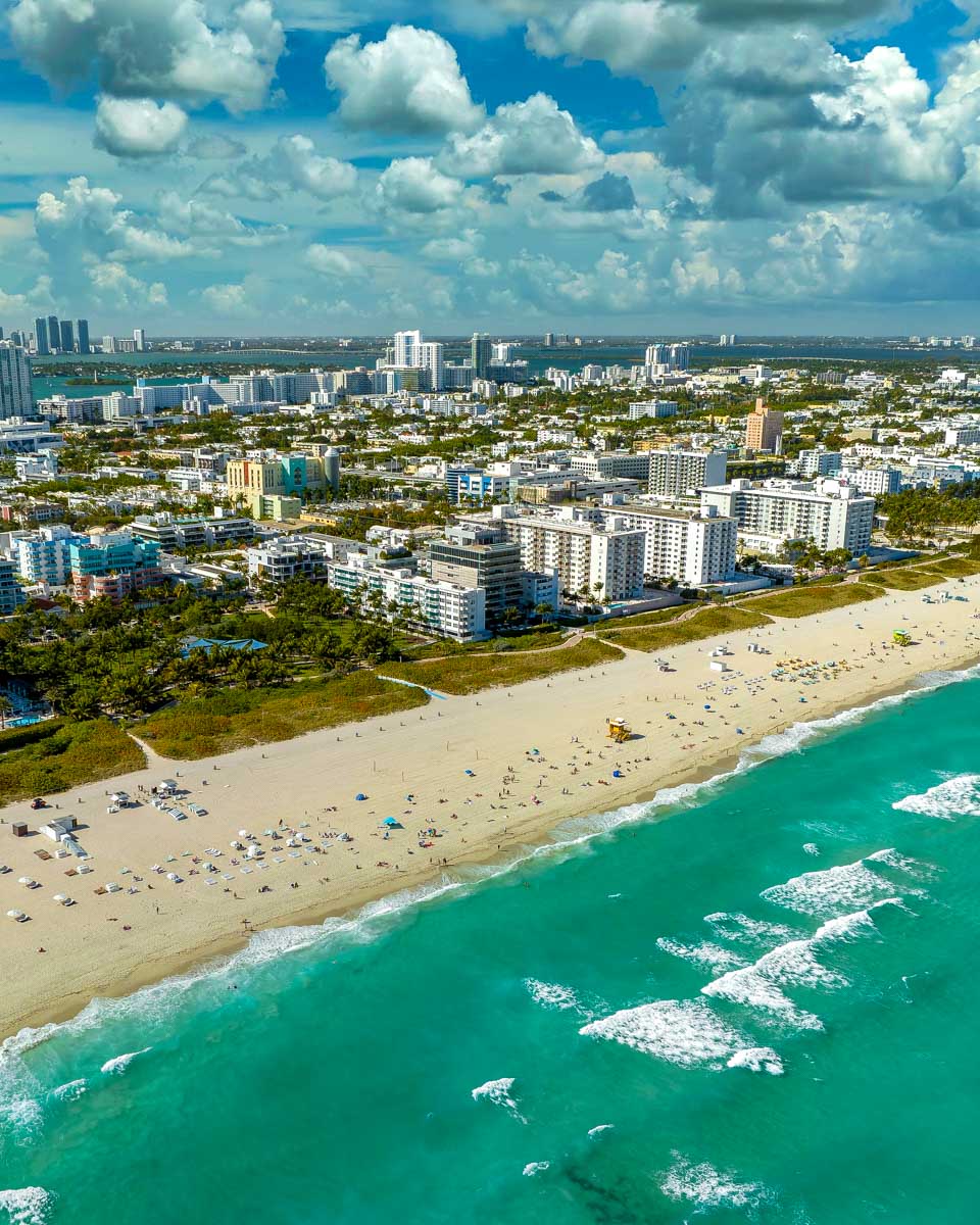 Miami Beach seen from a plane on a tour in Miami Florida