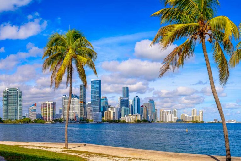 Miami Florida United States Skyline with beach
