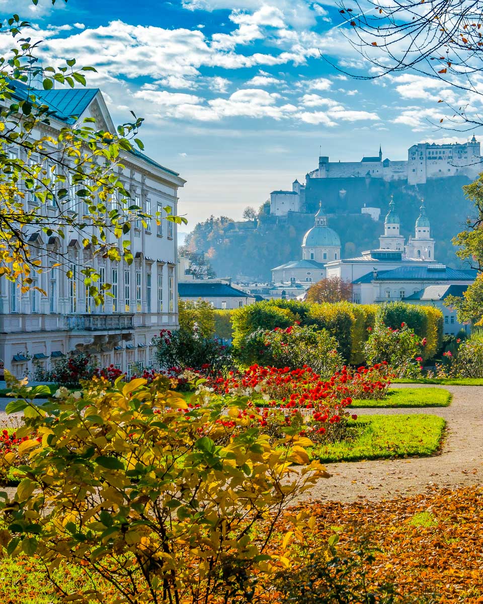 Mirabell Gardens where a scene from the sound of music was shot near Salzburg Austria
