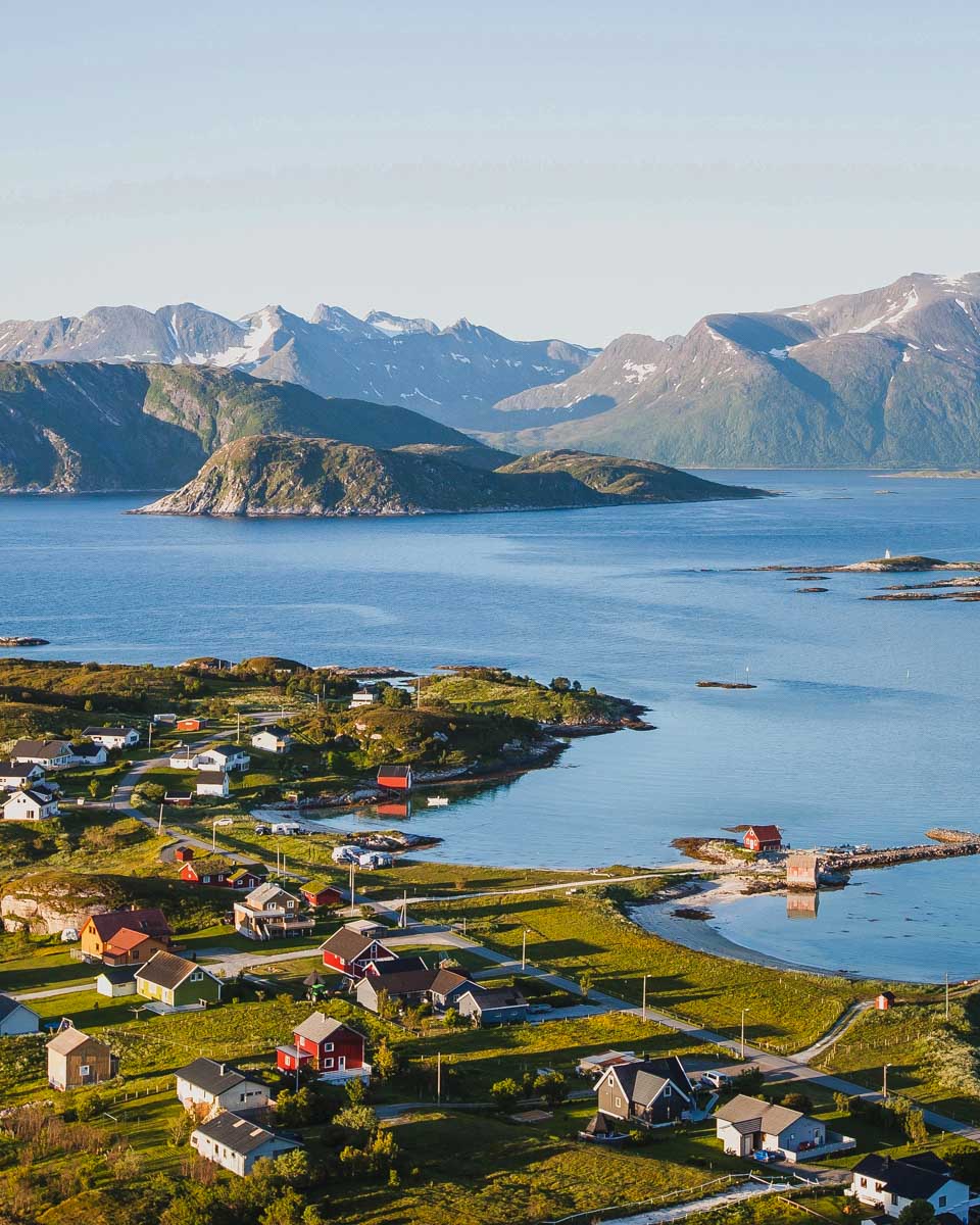 Views-of-a-small-town-seen-on-a-midnight-sun-hiking-tour-from-Tromso Norway