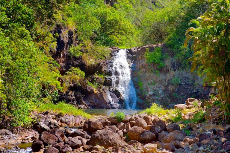 Waimea Falls seen while hiking on Oahu Hawaii