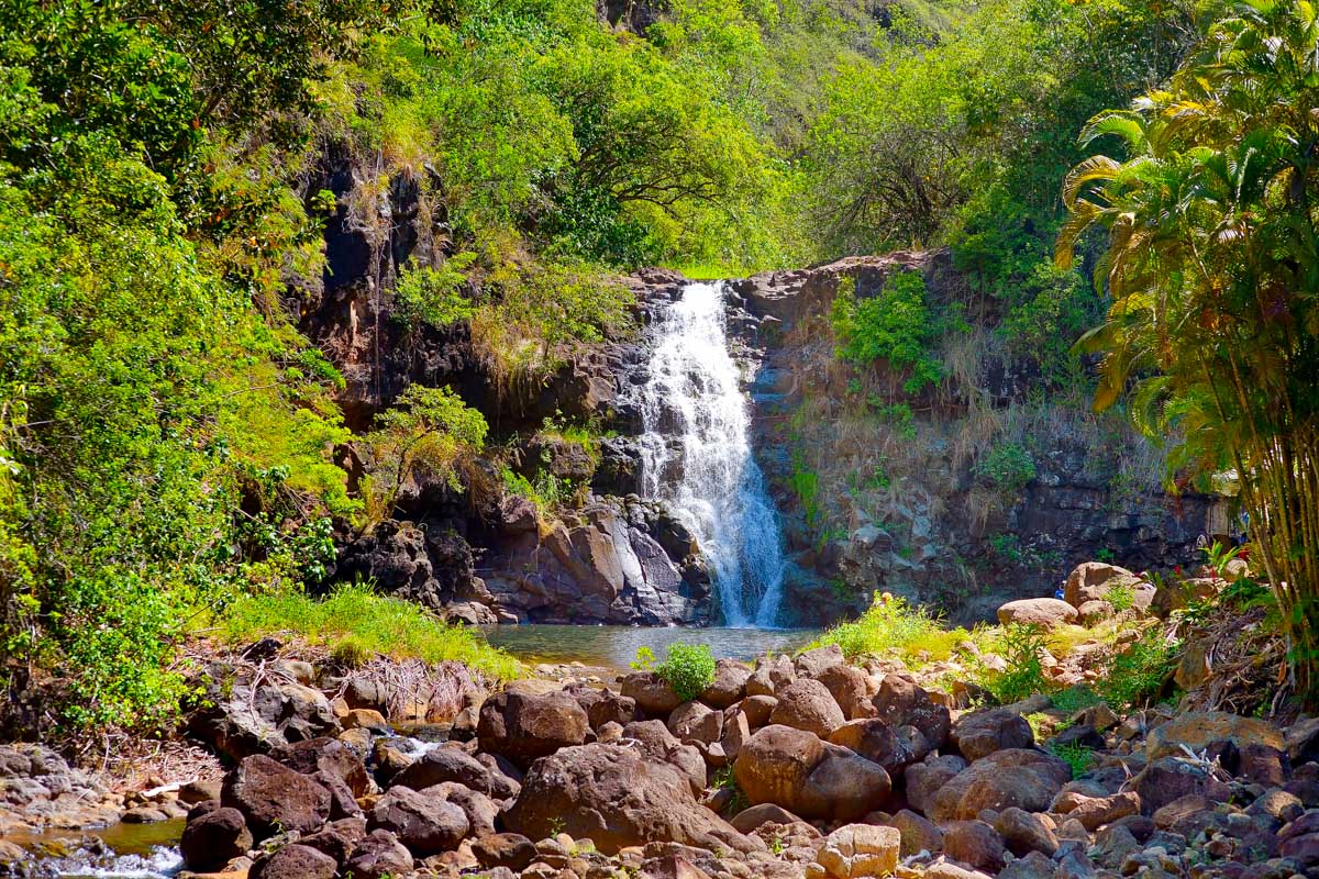 Waimea Falls seen while hiking on Oahu Hawaii