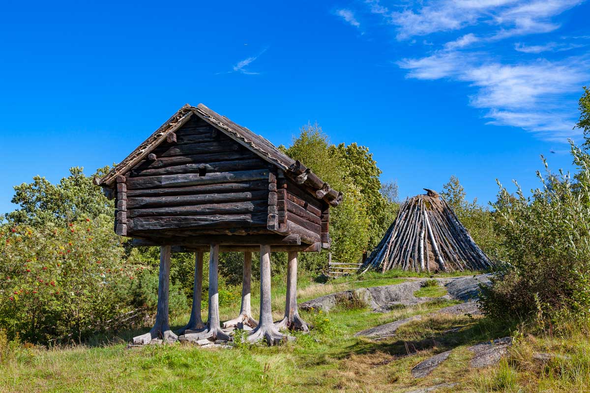 Wooden homes and cottages at the Skansesn Museum in Stockholm Sweden (1)