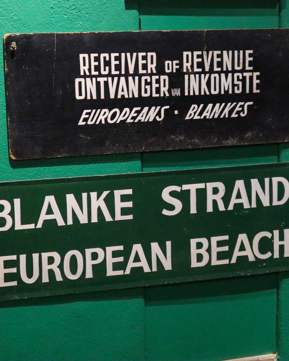 A sign at the apartheid museum in Johannesburg South Africa