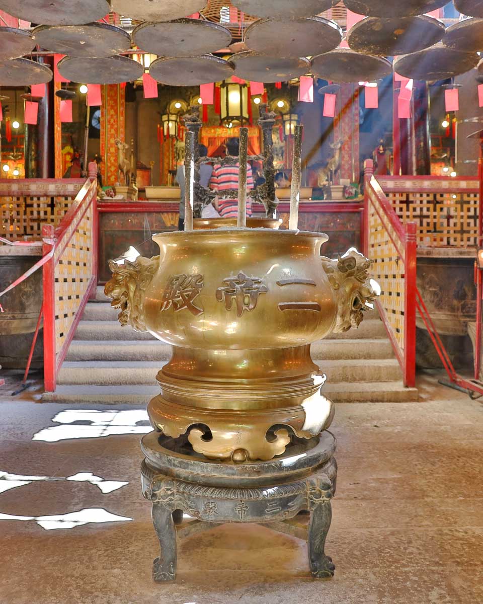 A view of the inside of Man Mo Temple in Hong Kong