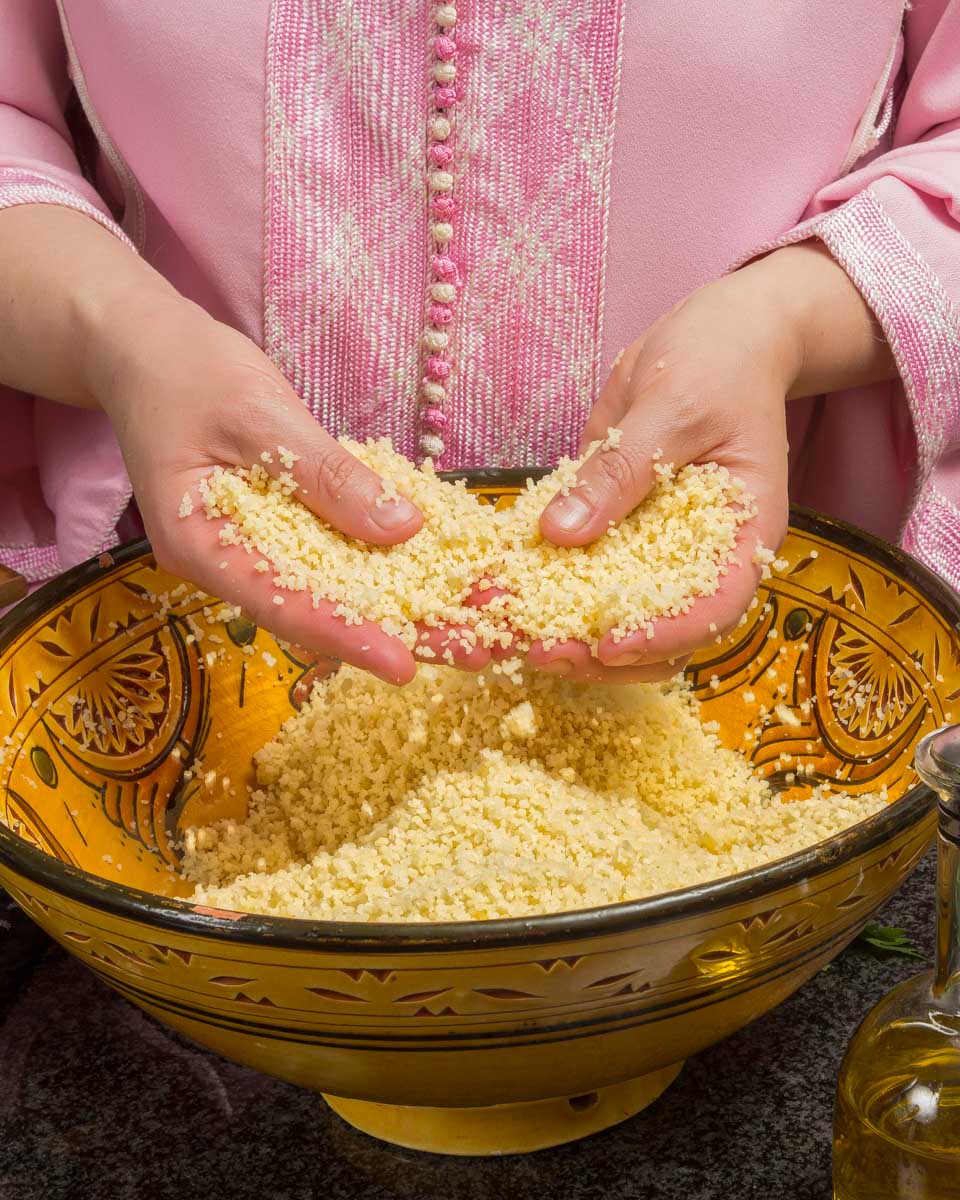 A woman making Moroccan food during a cooking class in Casablanca Morocco