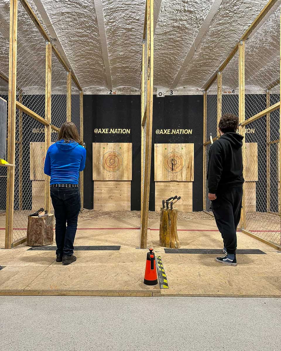 Axe Nation Kraków people throwing axes in Krakow Poland