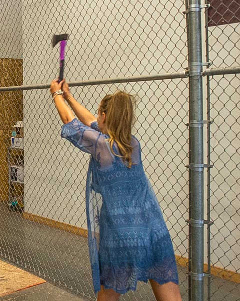 Bailey axe throwing on a tour in Krakow Poland