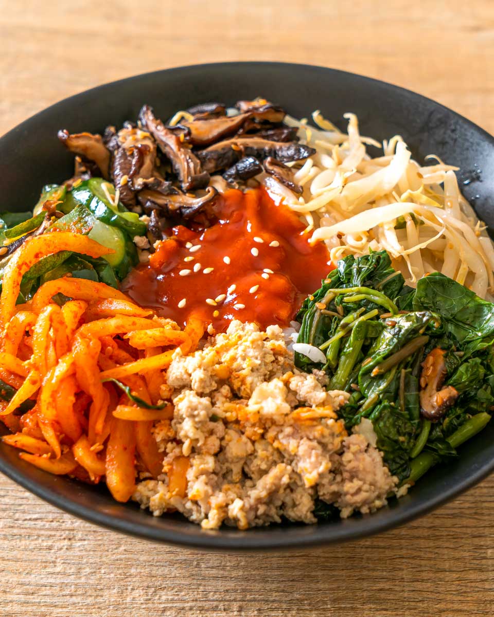 Bibimbap made during a cooking class in Seoul South Korea