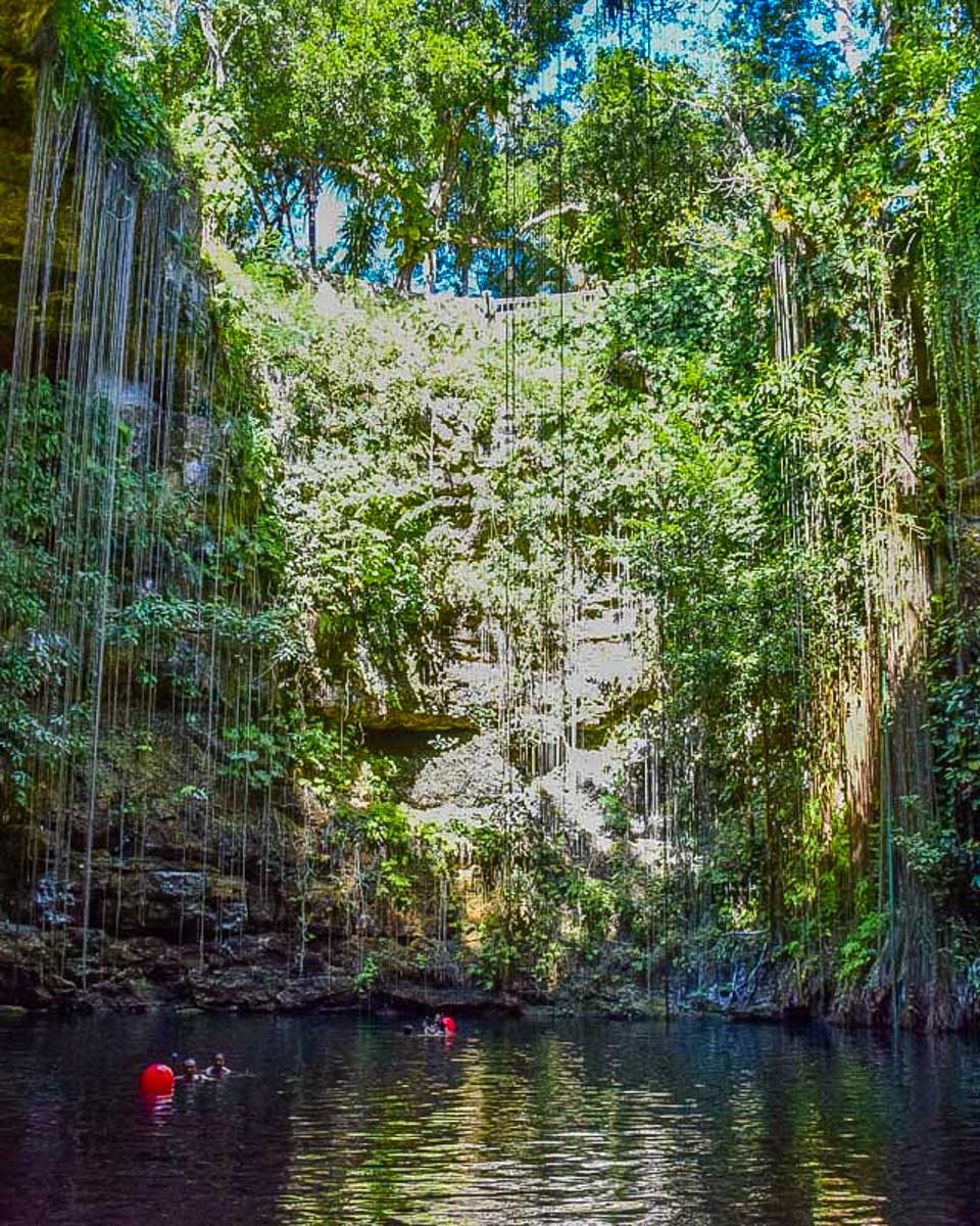 Cenote-Ik-Kil-from-the-swimming-platform on a tour to Chichen Itza Mexico