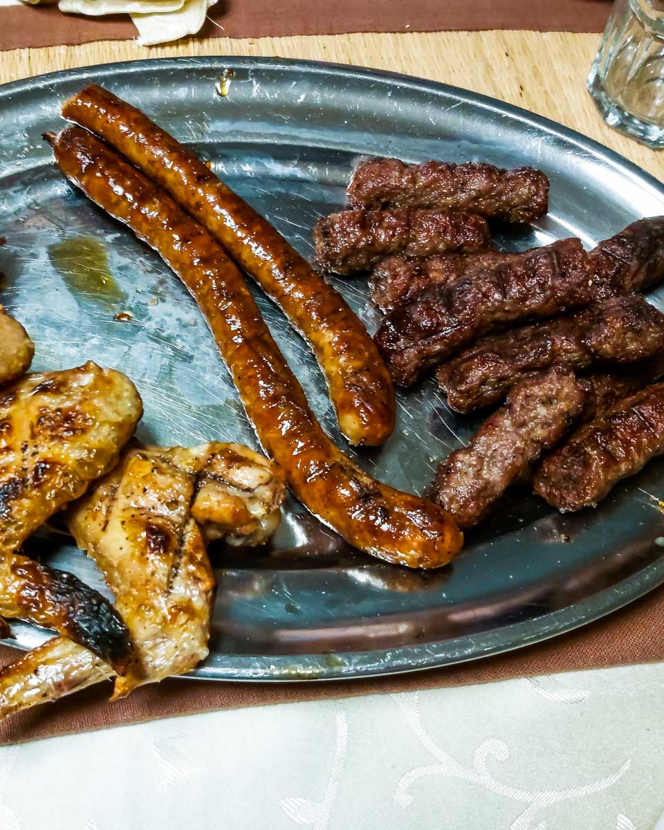 Grilled meats eaten on a street food tour in Casablanca Morocco