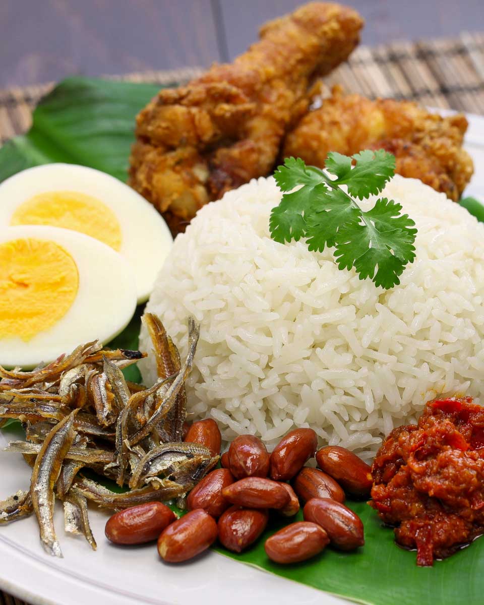 Nasi Lemak eaten on a food tour in Kuala Lumpur Malaysia