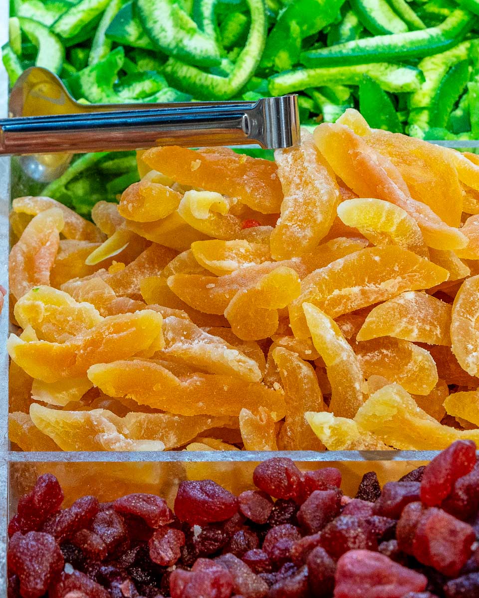 Old Dubai dried fruits and spices in a market in Dubai