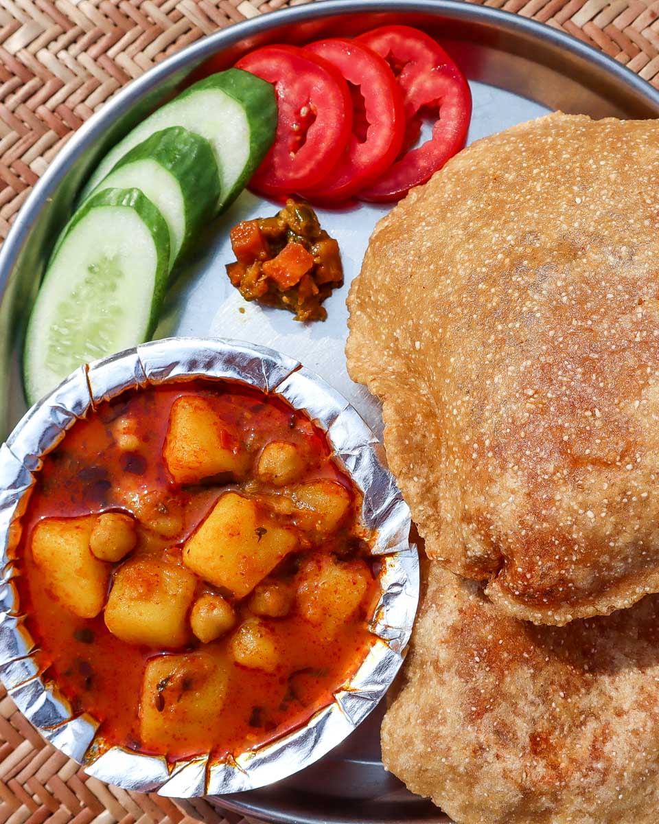 Street food eaten on a tour in New Delhi India