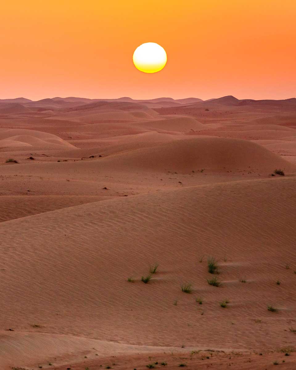 Sunrise over the desert on a tour from Abu Dhabi