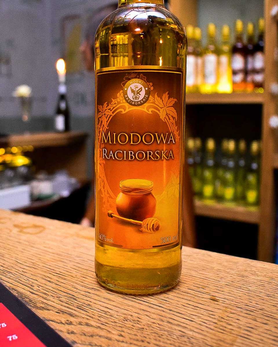 Taste Vodka Krakow vodka bottle in a bar on a vodka tour in Krakow Poland