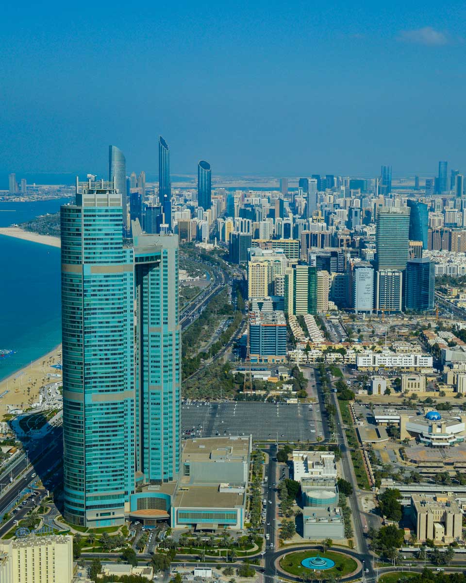 View of Abu Dhabi from the Etihad Towers in Abu Dhabi
