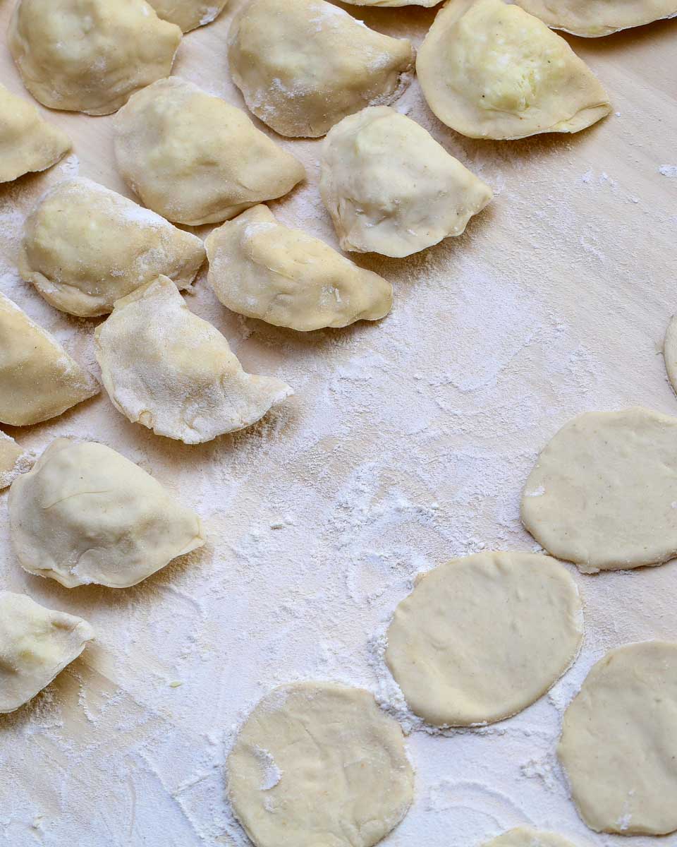 pierogies being made during a cooking class in Krakow Poland