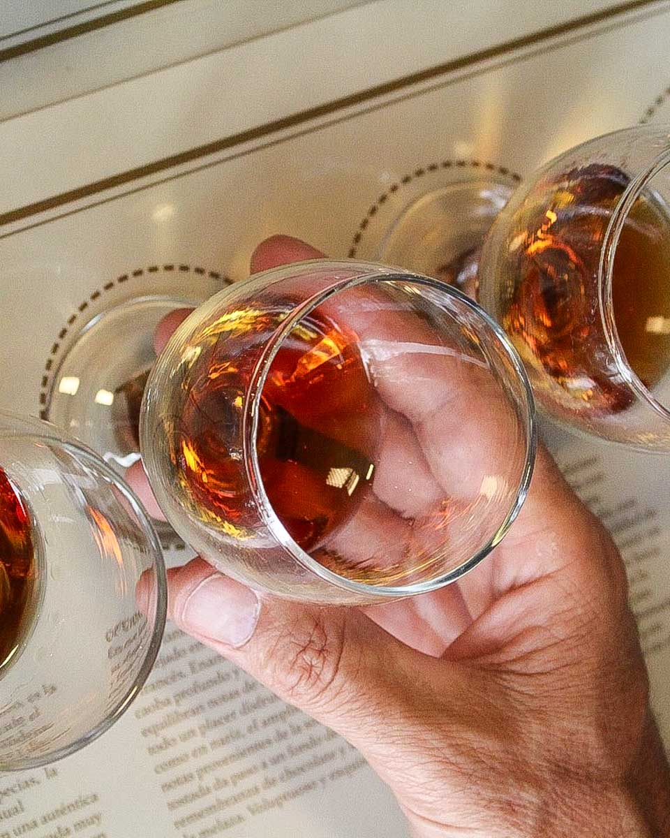 tainogourmet a person picks up a rum sample on a tour from Punta Cana Dominican Republic