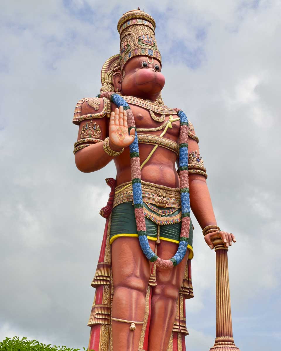 A statue of hanuman at Dattatreya Temple in Trinidad