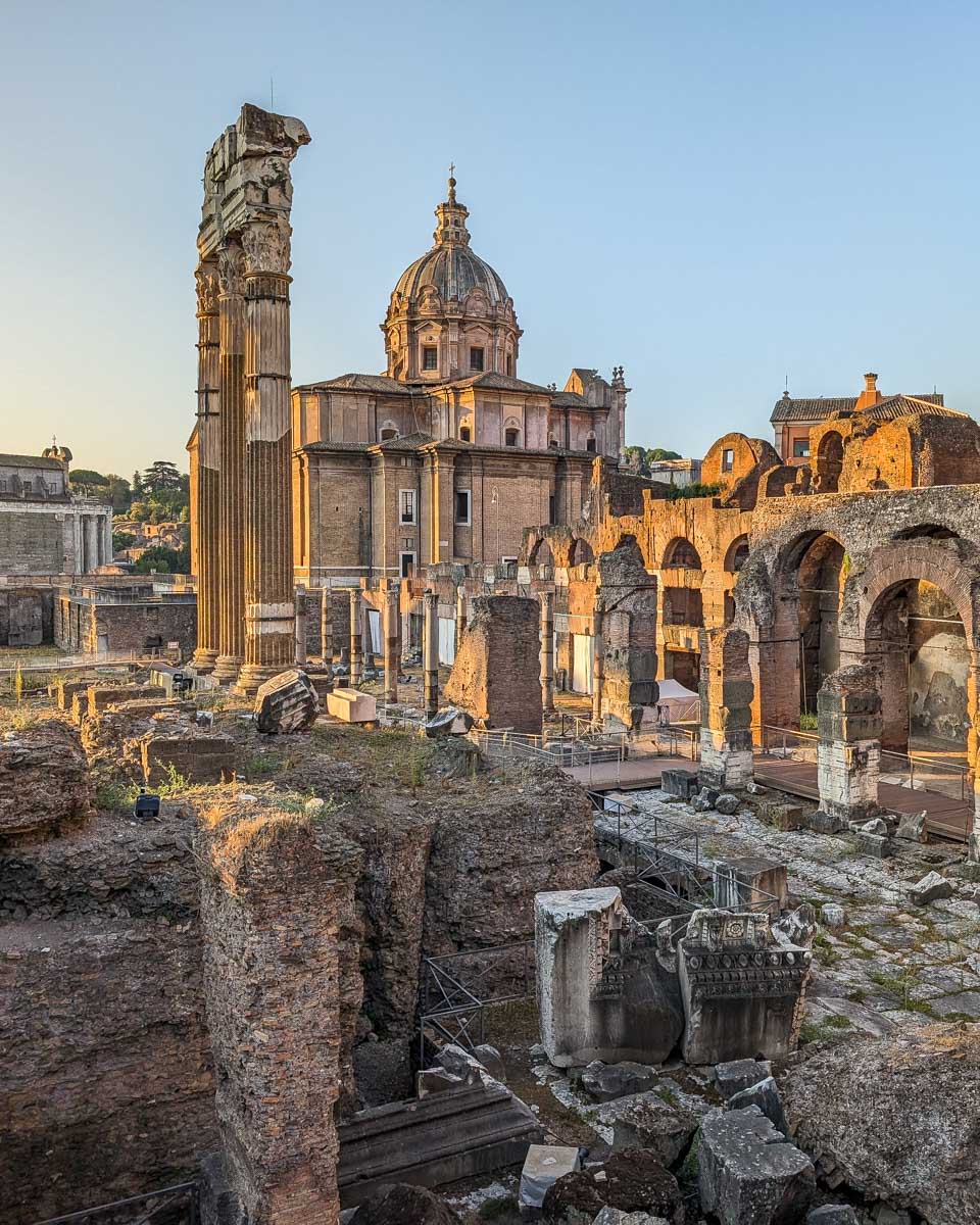 Ancient ruins along the Via dei Fori Imperiali, Rome Italy