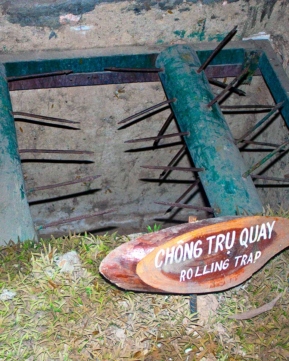 Booby trap made by Vietcong at cu chi tunnels vietnam