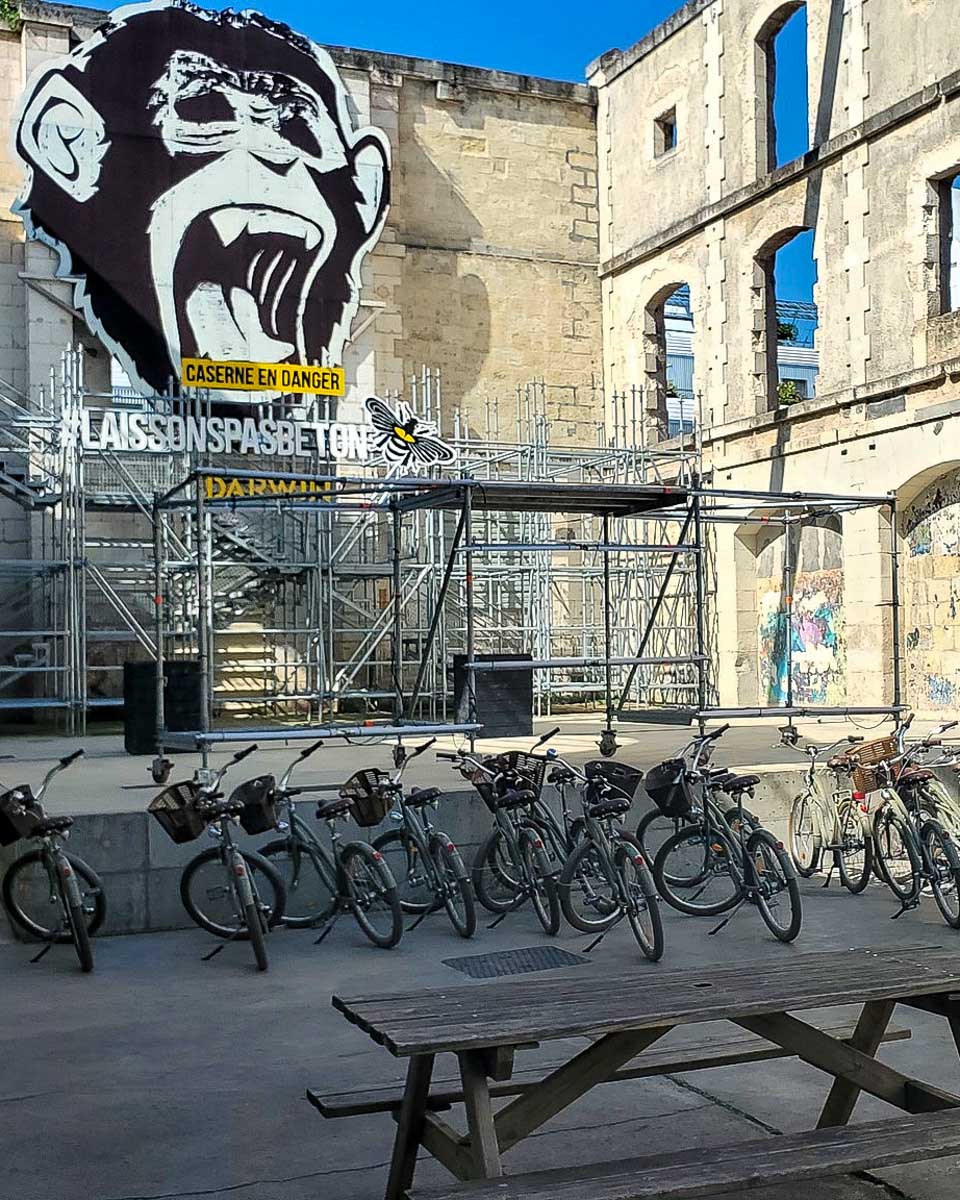 Bordeaux Bike Tour bikes at Darwin Bordeaux on a tour in Bordeaux France