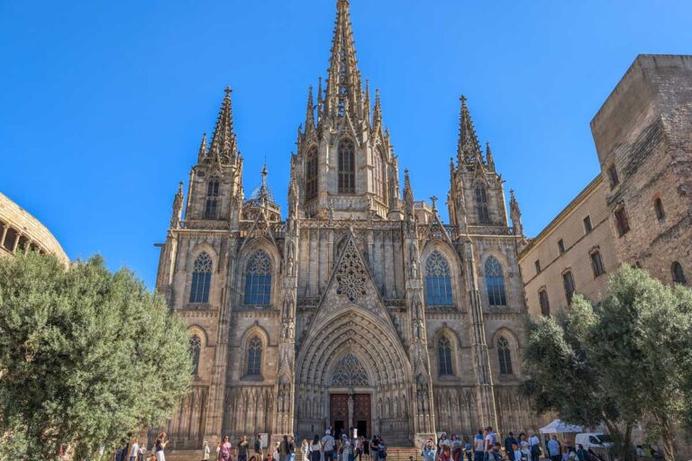 Cathedral of Barcelona in the Gothic Quarter in Barcelona Spain