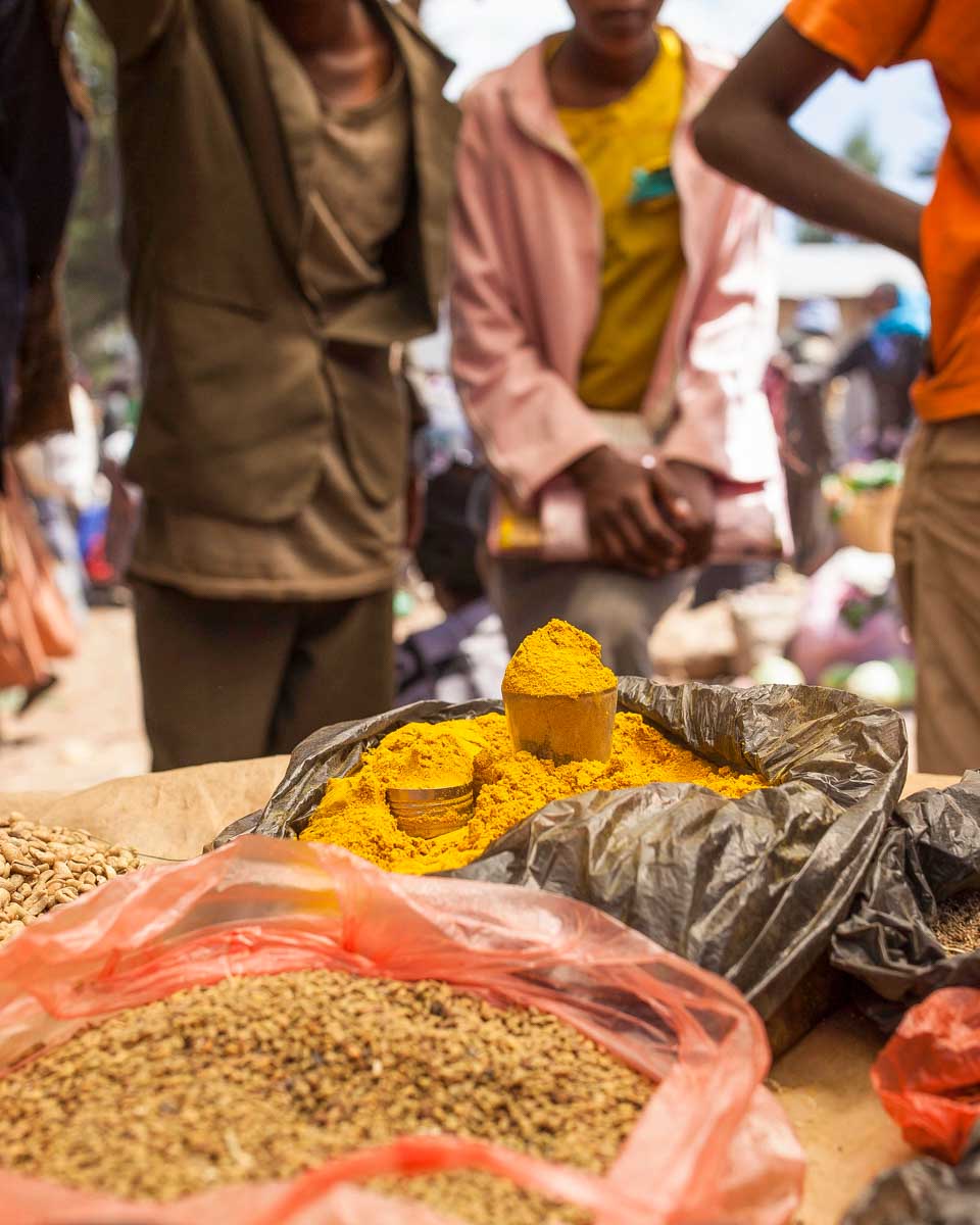 Coffee and spices in Merkato Market Addis Ababa Ethiopia
