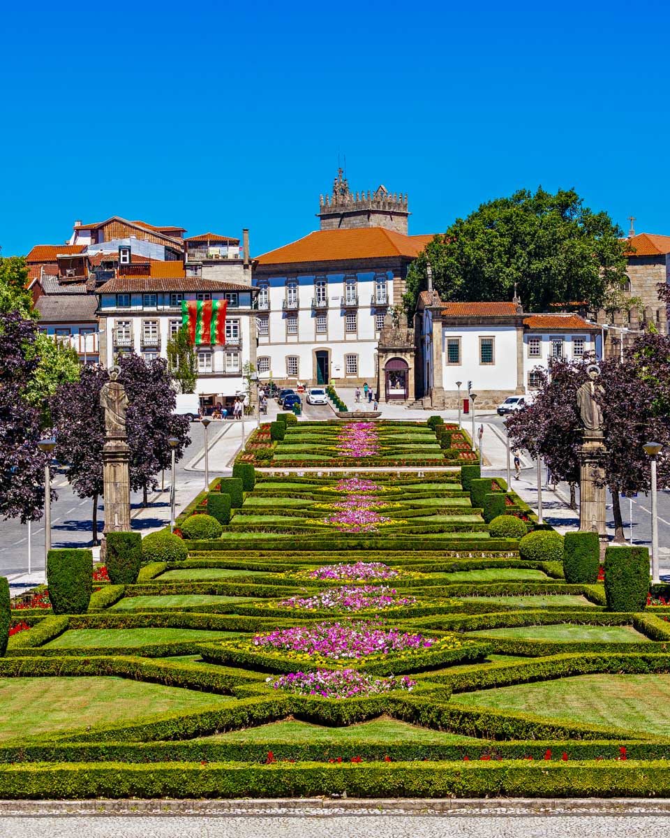Garden in Guimaraes on a tour from Porto Portugal