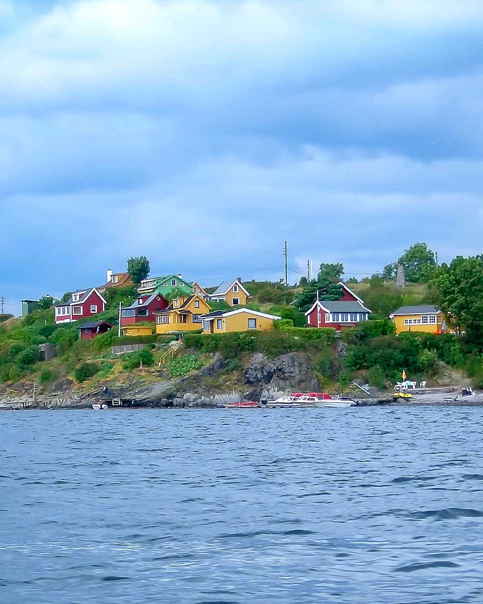 Homes on the Oslo Fjord on a cruise from Oslo Norway 2