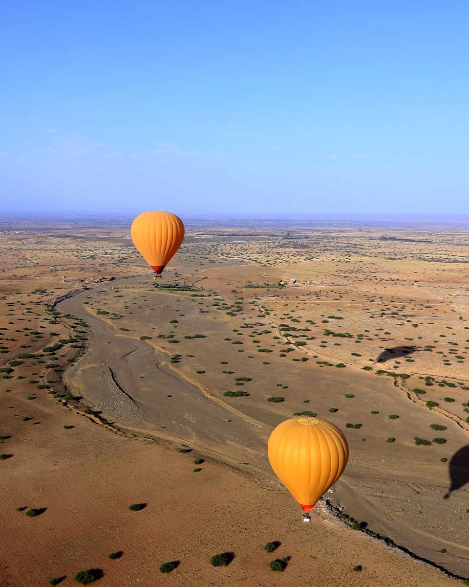 Hot air balloons over Marrakech, Morocco