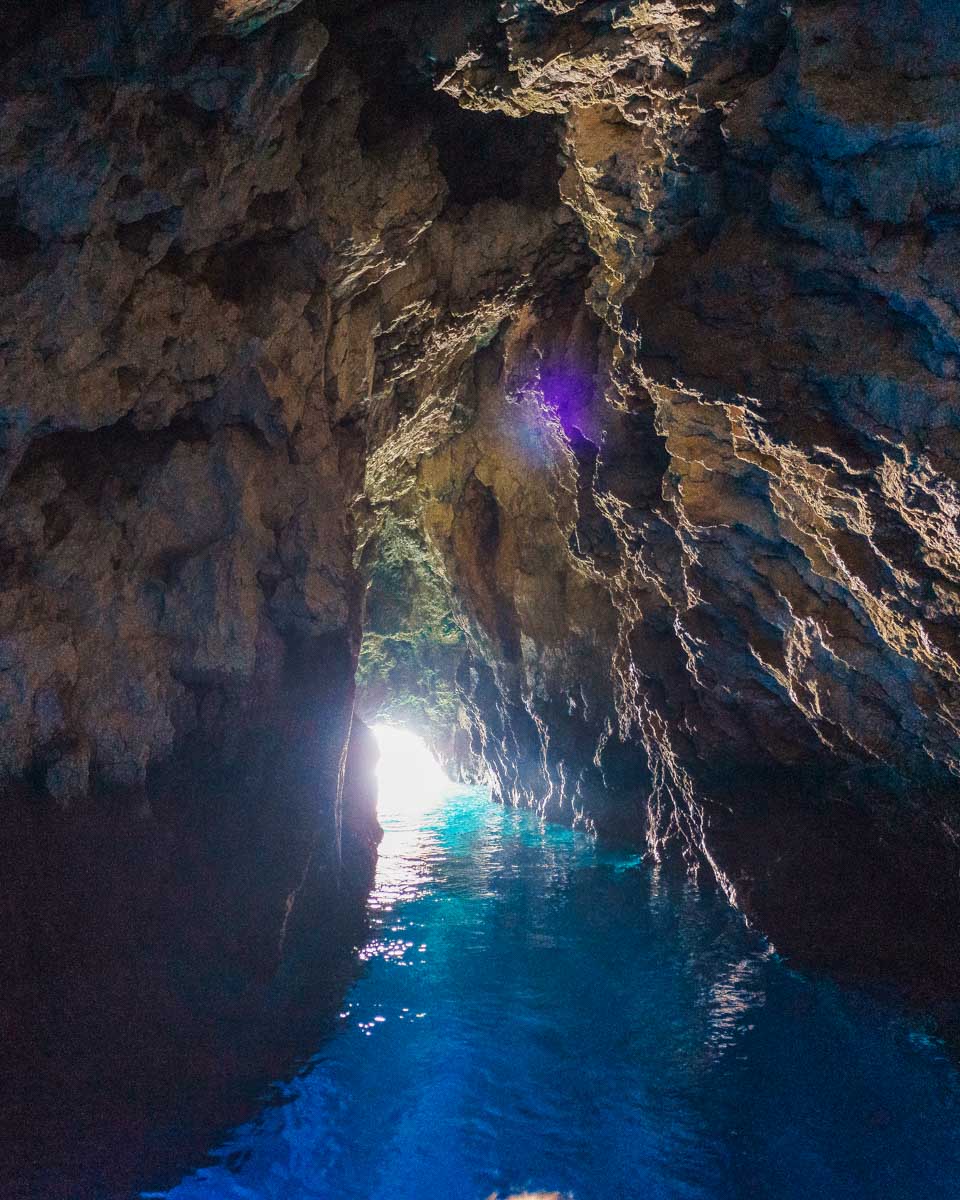Inside the blue cave seen on a boat tour from Dubrovnik Croatia
