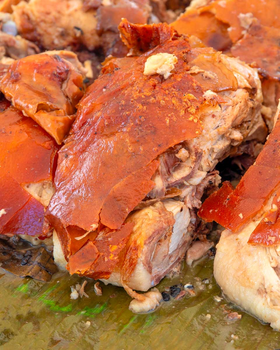 Lechon roasted pork eaten on a tour of Cebu Philippines