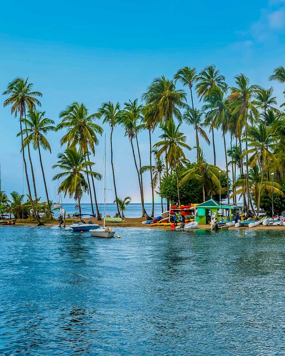 Marigot Bay seen in the morning in St Lucia